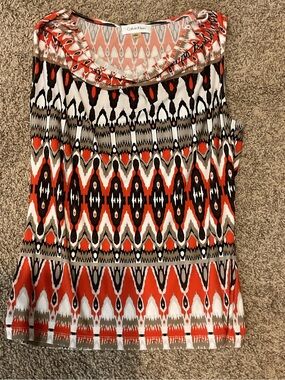 Calvin Klein Orange Black White Geometric Shirt